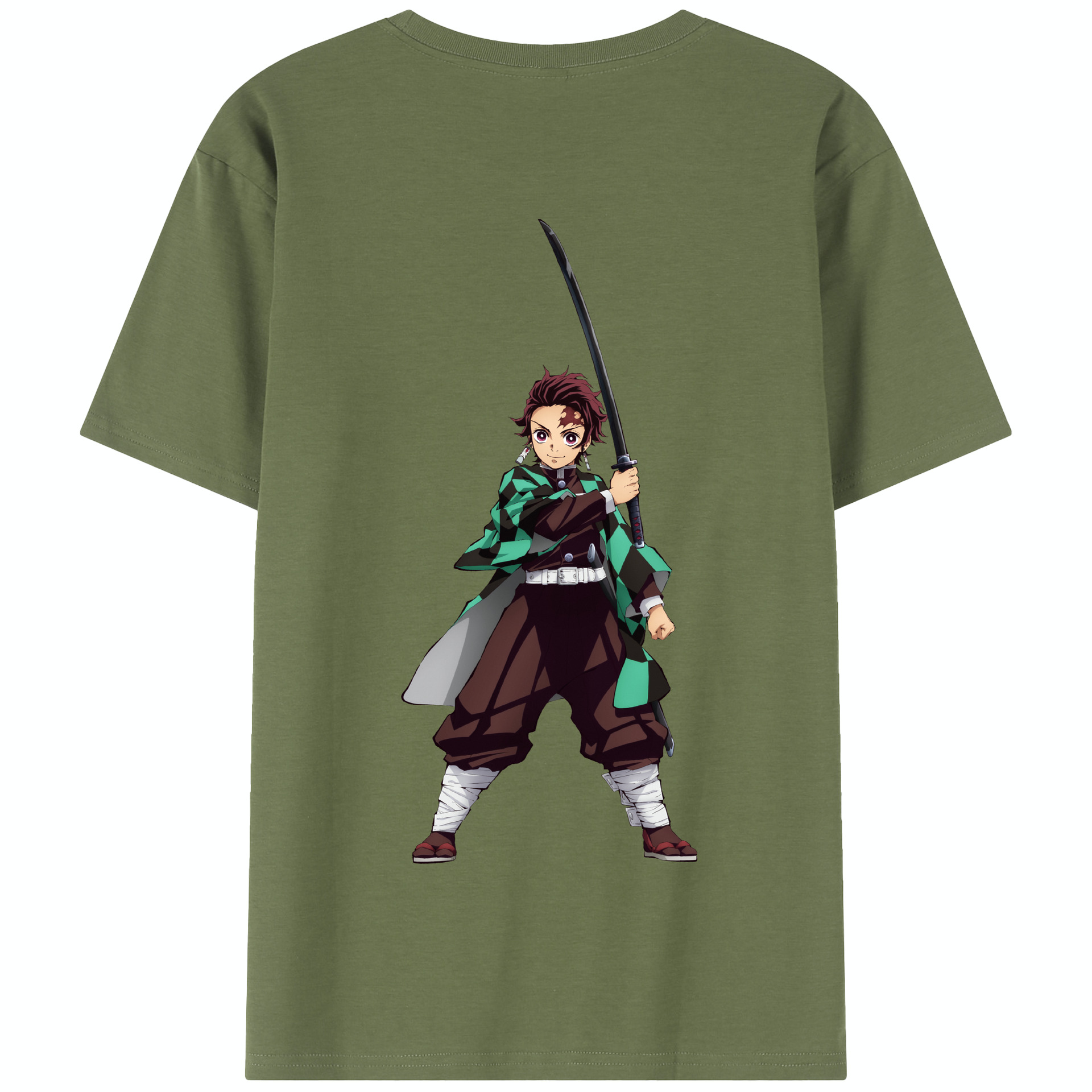 （画像用） 鬼滅の刃 竈門 炭治郎／かまど たんじろう Kamado Tanjirou 綿100％半袖Tシャツ（背面プリント）
